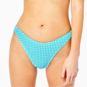 Lilly Pulitzer Blue White NWOT Women’s Aelin Crinkle Gingham Bikini Bottom Sz 6
